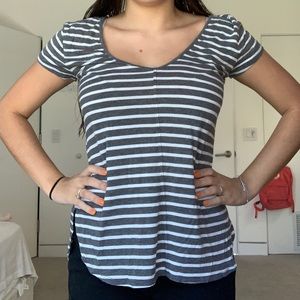 Bordeaux Striped V-Neck